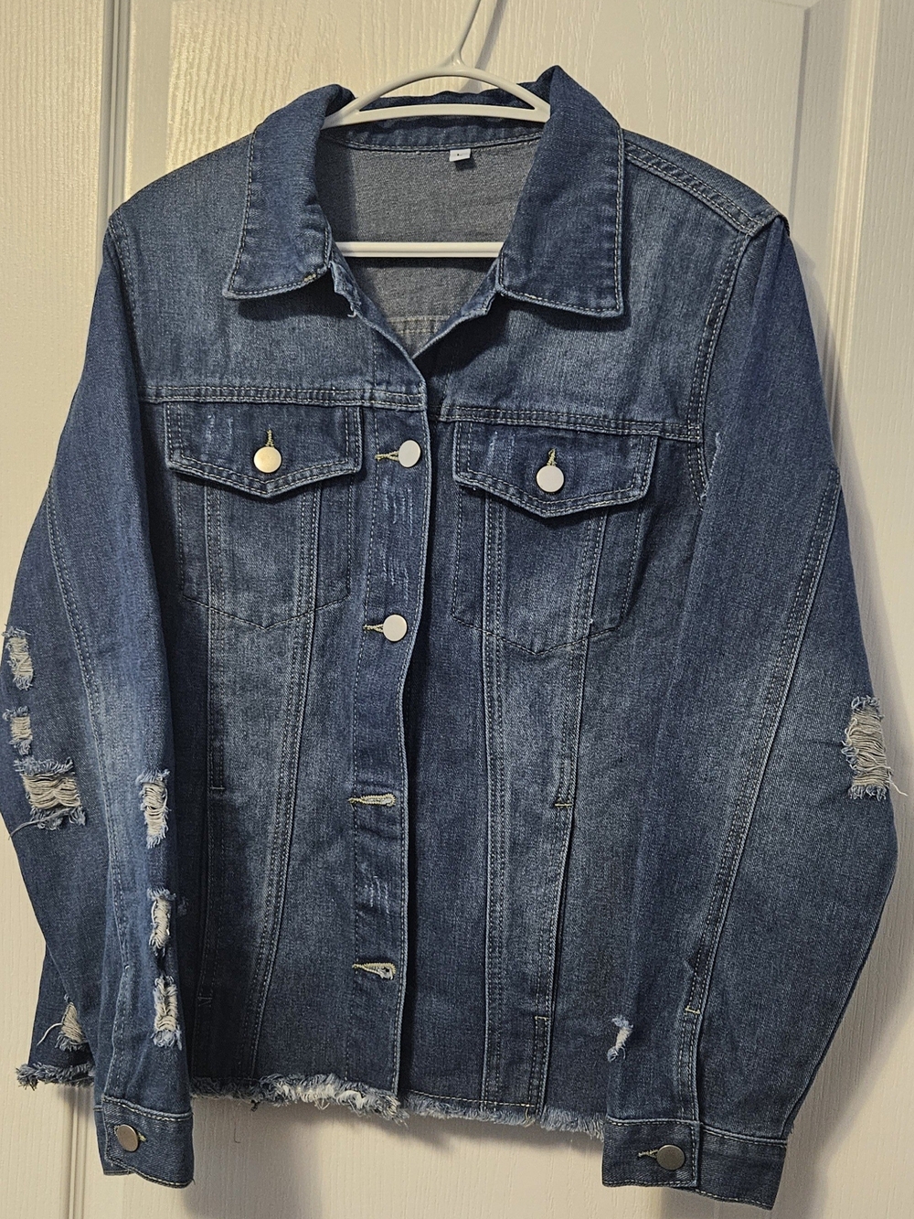 Dark Blue Distressed Denim Jacket